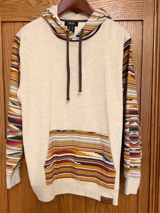 Ariat Tops - Ariat Cream Hoodie with Southwestern Multicolor Stripes